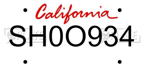 SH0O934 California License Plate