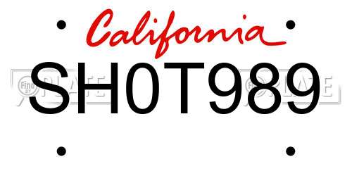 SH0T989 California License Plate