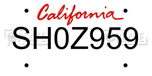 SH0Z959 California License Plate