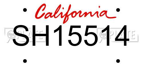 SH15514 California License Plate