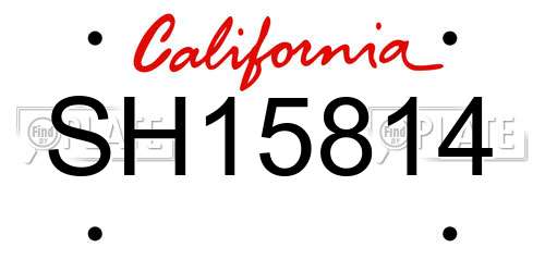 SH15814 California License Plate