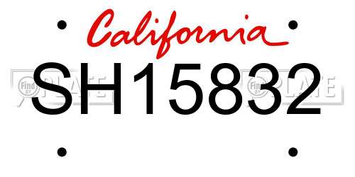 SH15832 California License Plate