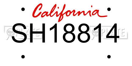 SH18814 California License Plate