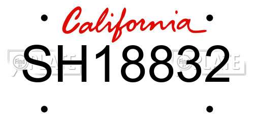 SH18832 California License Plate