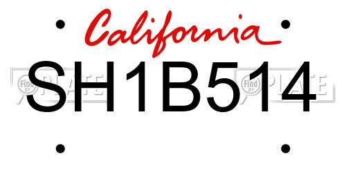 SH1B514 California License Plate