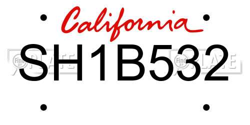SH1B532 California License Plate