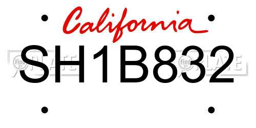 SH1B832 California License Plate
