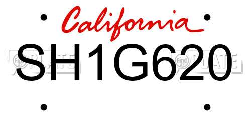SH1G620 California License Plate