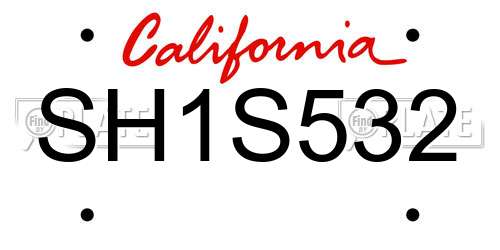 SH1S532 California License Plate