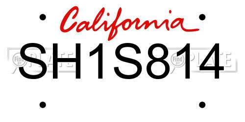 SH1S814 California License Plate