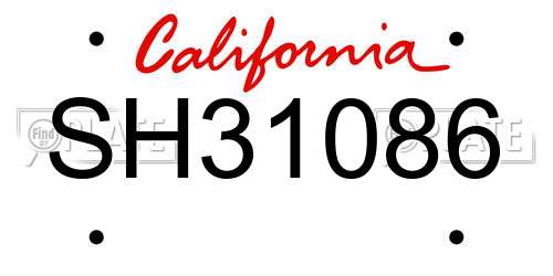 SH31086 California License Plate