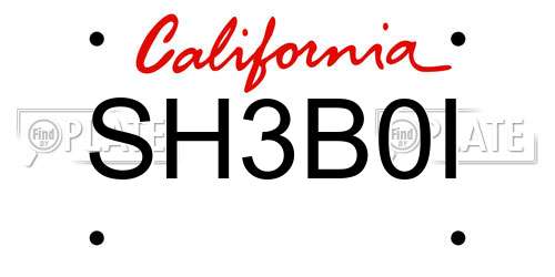 SH3B0I California License Plate