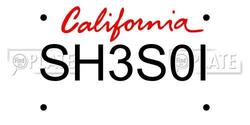 SH3S0I California License Plate
