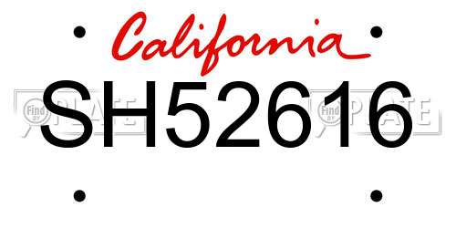 SH52616 California License Plate
