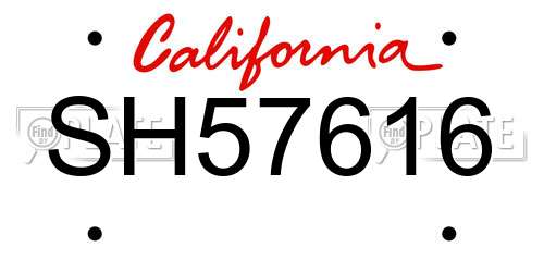SH57616 California License Plate