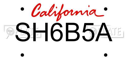 SH6B5A California License Plate