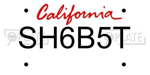 SH6B5T California License Plate