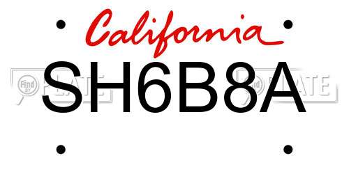 SH6B8A California License Plate