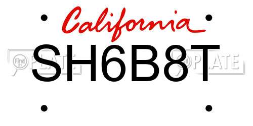 SH6B8T California License Plate