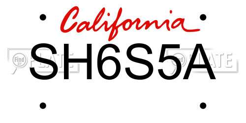 SH6S5A California License Plate