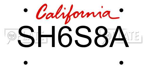 SH6S8A California License Plate
