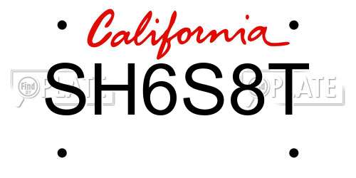 SH6S8T California License Plate
