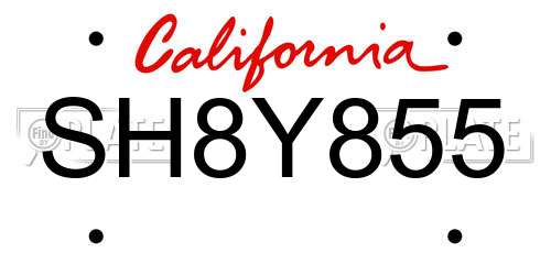 SH8Y855 California License Plate