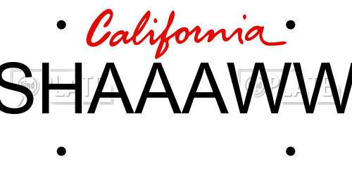 SHAAAWW California License Plate