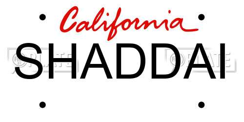 SHADDAI California License Plate