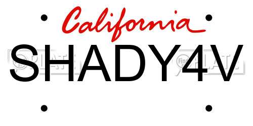 SHADY4V California License Plate