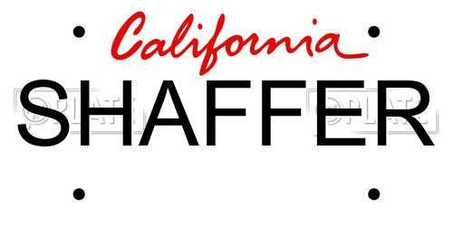 SHAFFER California License Plate