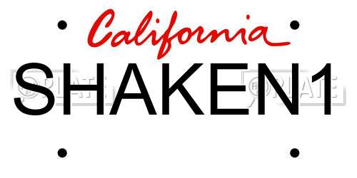 SHAKEN1 California License Plate