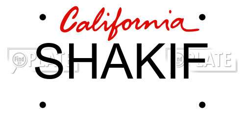 SHAKIF California License Plate
