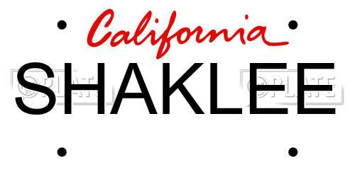SHAKLEE California License Plate
