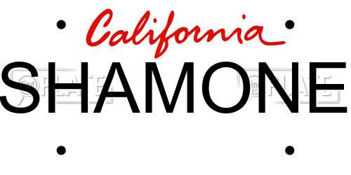 SHAMONE California License Plate