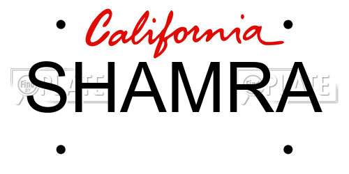 SHAMRA California License Plate