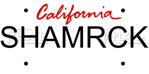 SHAMRCK California License Plate