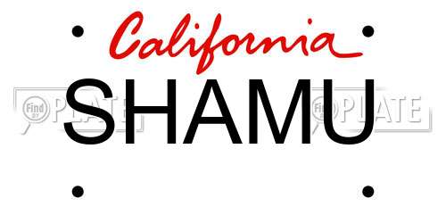 SHAMU California License Plate