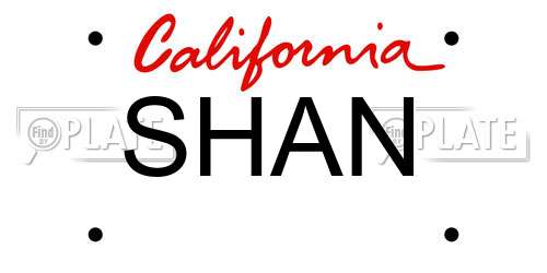 SHAN California License Plate