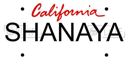 SHANAYA California License Plate