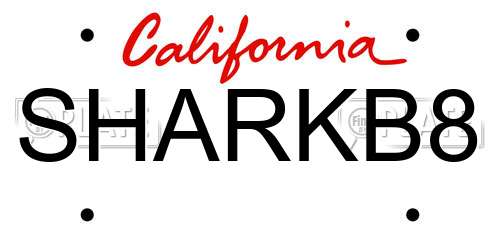 SHARKB8 California License Plate