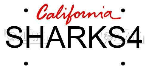 SHARKS4 California License Plate