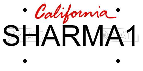 SHARMA1 California License Plate