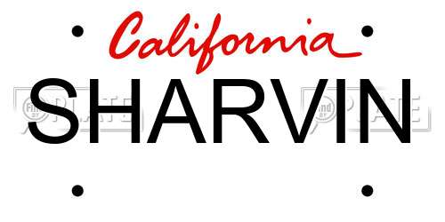 SHARVIN California License Plate
