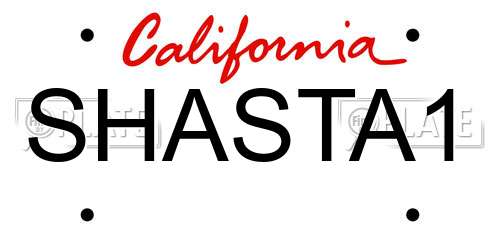 SHASTA1 California License Plate