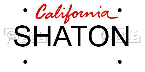 SHATON California License Plate