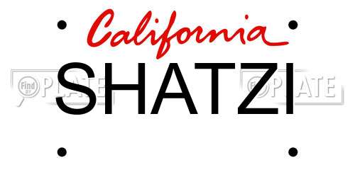 SHATZI California License Plate