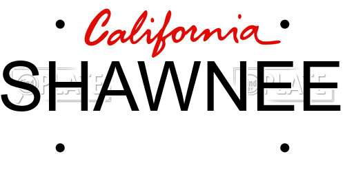 SHAWNEE California License Plate