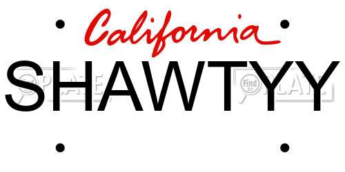 SHAWTYY California License Plate