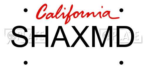SHAXMD California License Plate